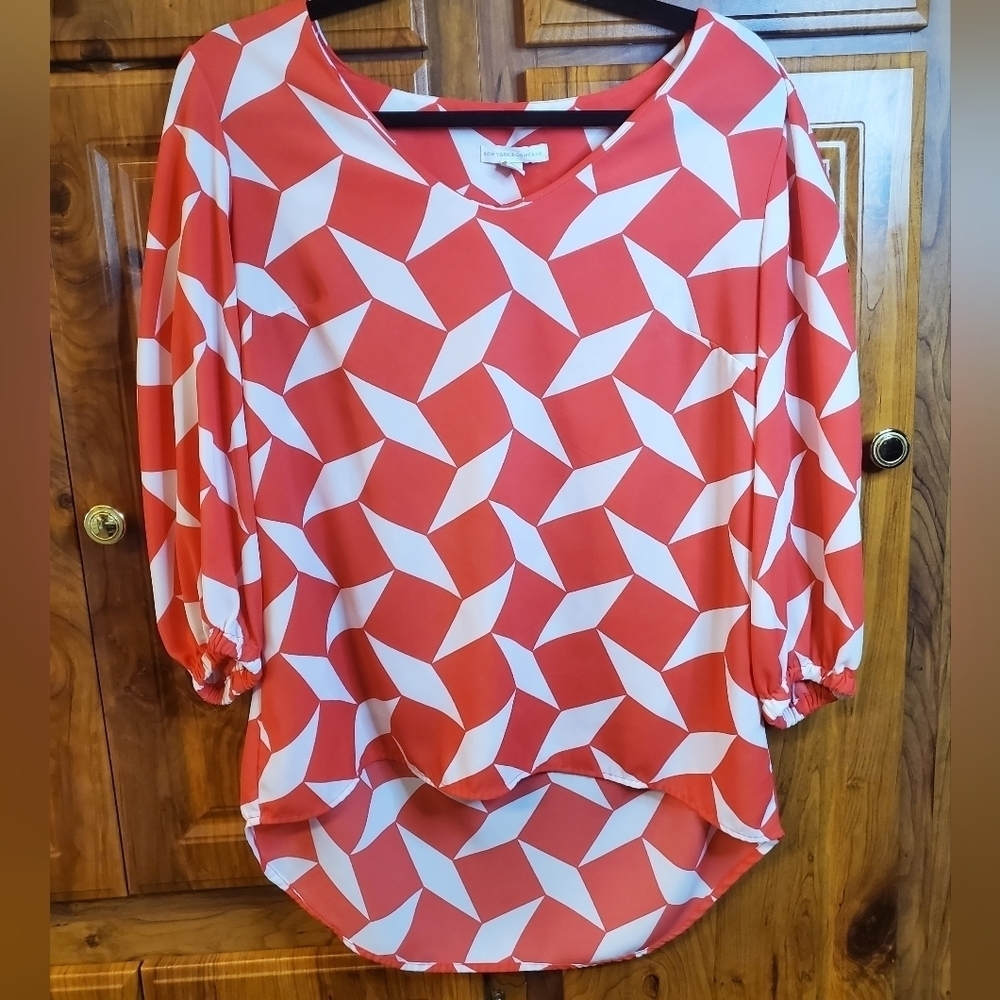 Ny&co Geometric High/low Size M Blouse